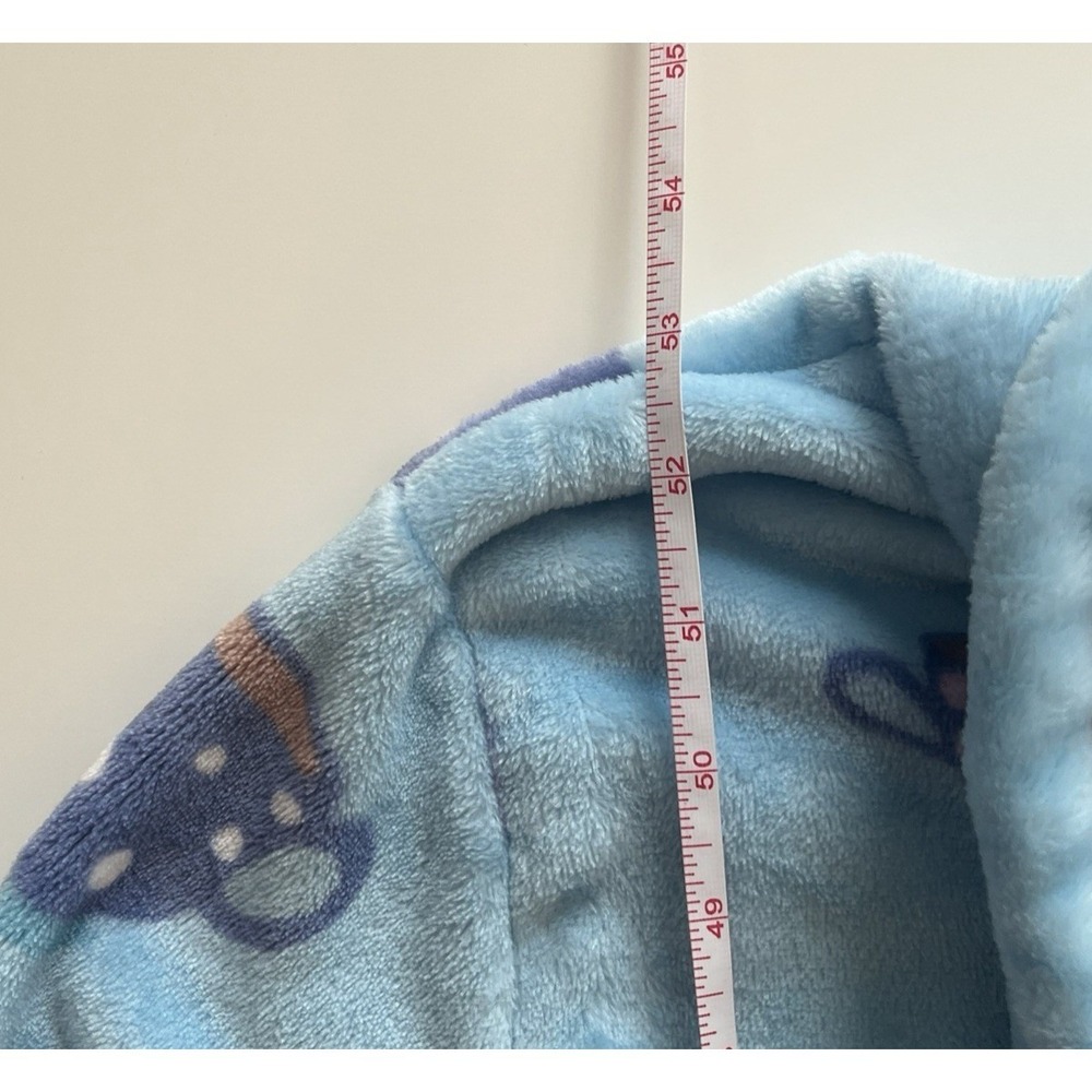 Munki Munki Women's Size L One Piece Pajama Light Blue Coffee Tassle Hood - Picture 9 of 10